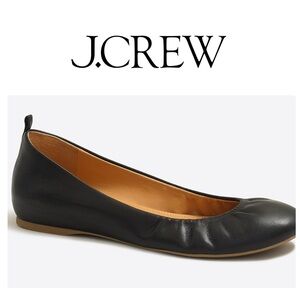 NWOT J. Crew Anya Black leather ballet flats